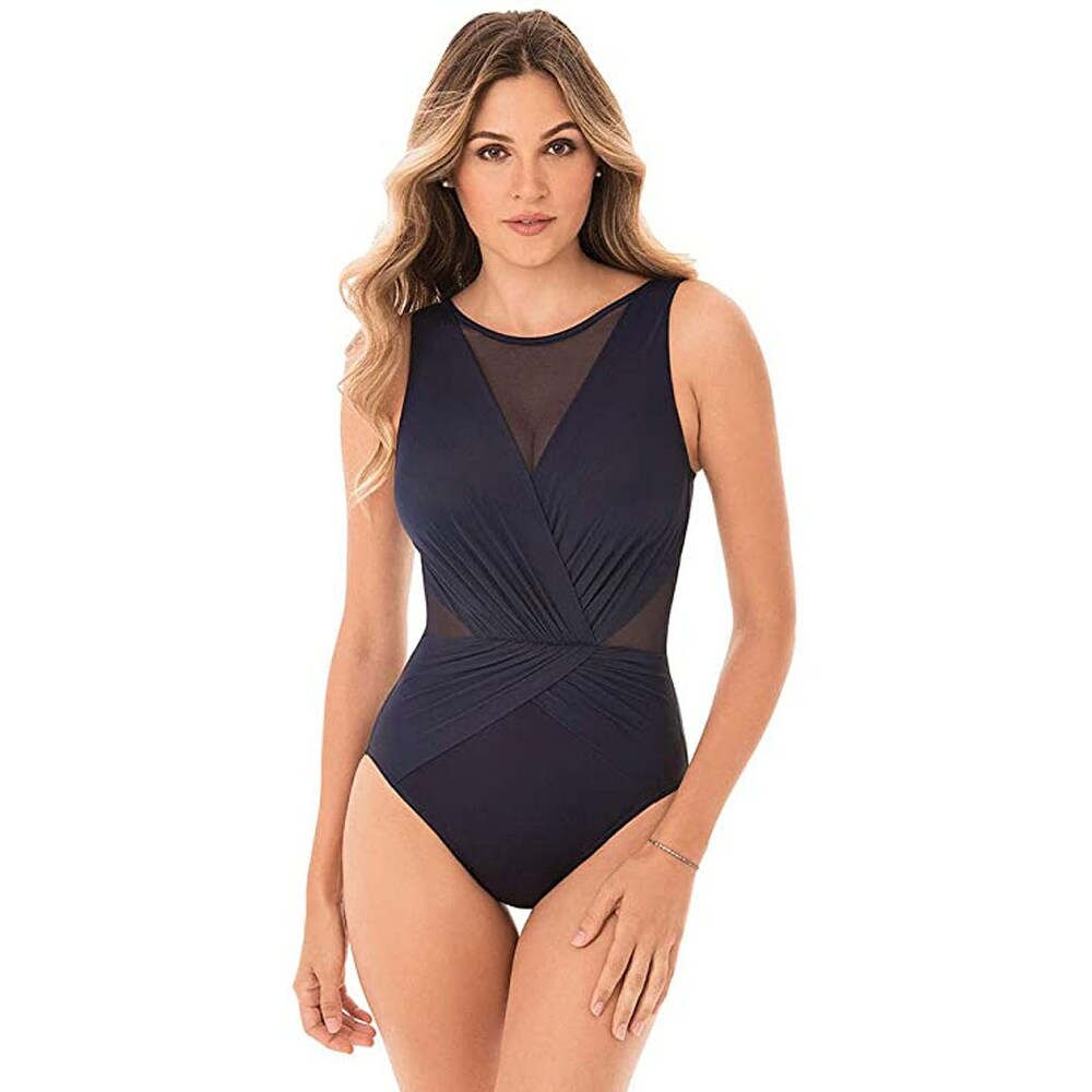 Miraclesuit Women/'s Gypsy Palma One Piece High Neck Swimsuit Teal Green 14
